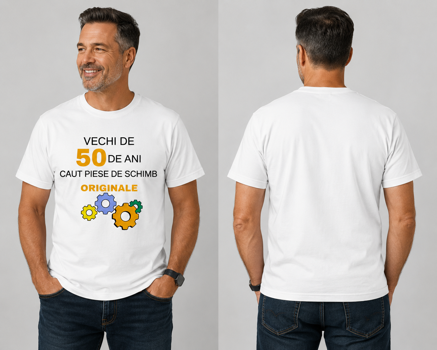 Tricou personalizat aniversar 50 de ani — imprimare DTF